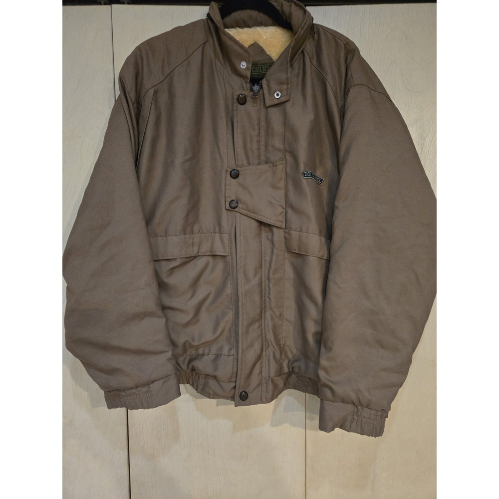 Vintage Celio Jack Daniels Jacket Mens 42 Brown Plush Lined Insulated Bomber